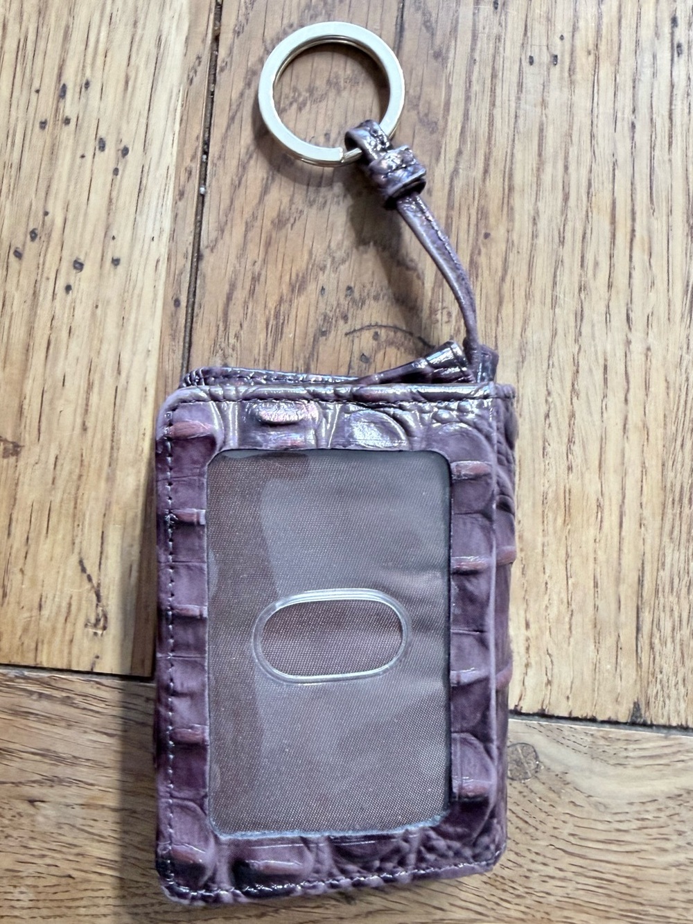 Brahmin Plum Croc-Embossed Leather Key Ring Wallet - Picture 2 of 10